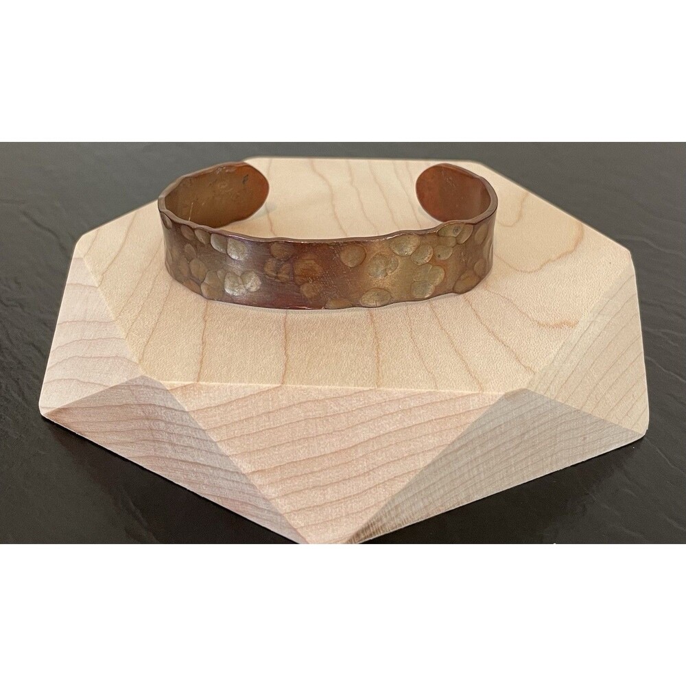 Brutalist Hammered Vintage Copper Cuff Bracelet Patina